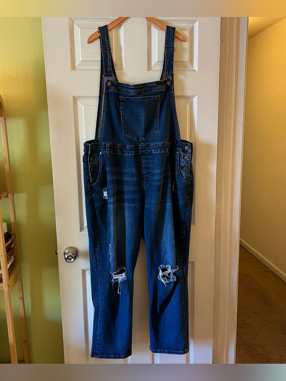 ARULA Dark Blue Distressed Denim Overalls